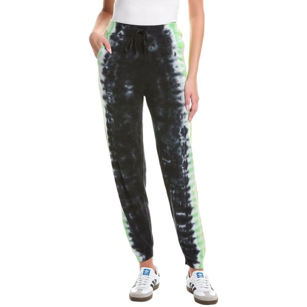 Wispr Womens  Burn Out Tie Dye Silk-Blend Jogger, Black